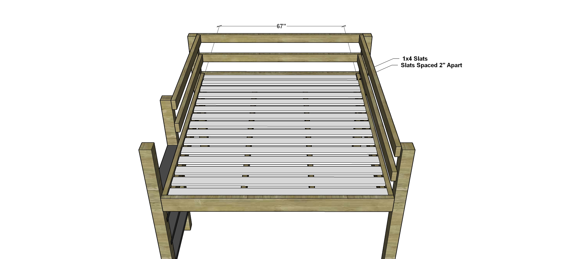 Free DIY Furniture Plans // How to Build a Queen Sized Low Loft Bunk Bed.