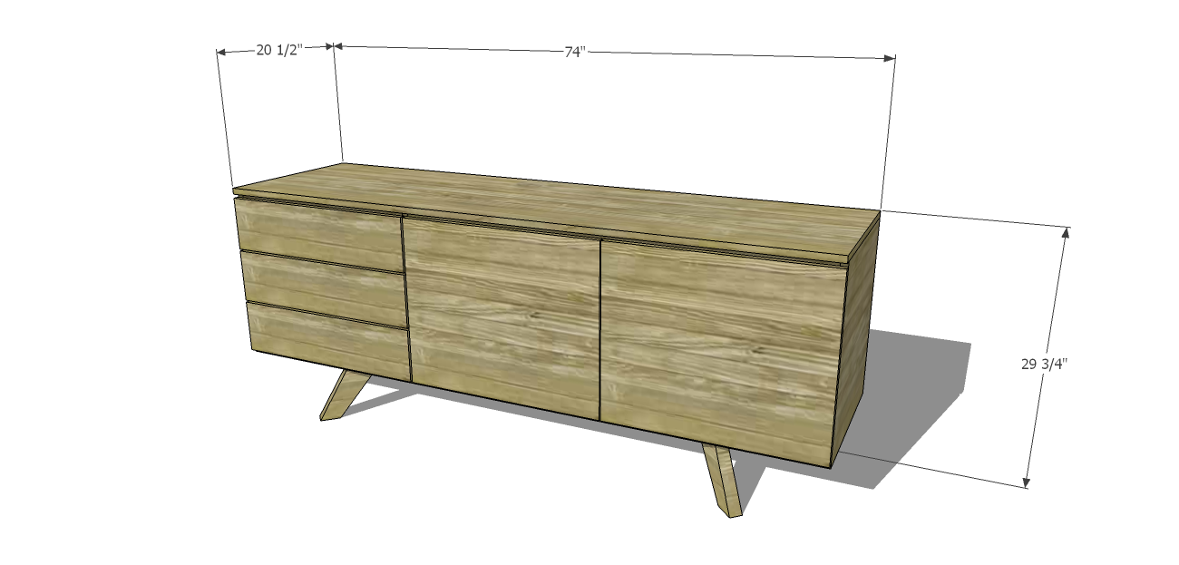 Free DIY Furniture Plans to Build an Mid Century Modern Credenza - The 