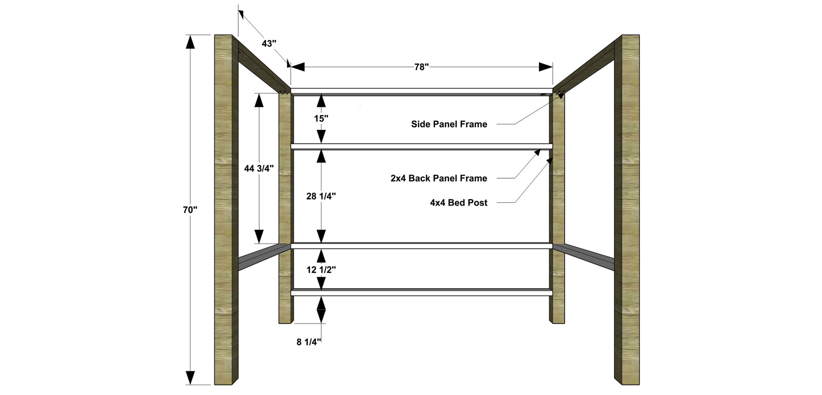 Loft bed with clearance 4x4 posts