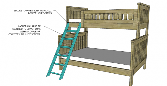 diy twin over full bunk bed with stairs