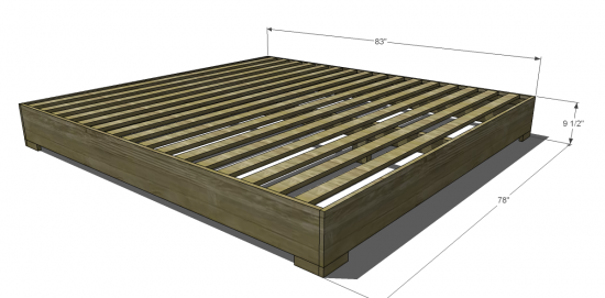 Free Diy Furniture Plans To Build A, What Are The Dimensions Of A King Bed Frame