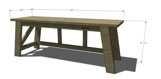 Free Diy Furniture Plans To Build A, Large Desk Dimensions