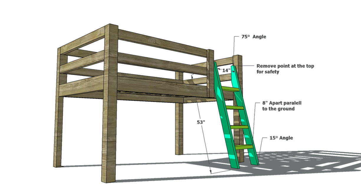 Free Woodworking Plans to Build a Twin Low Loft Bunk Bed 