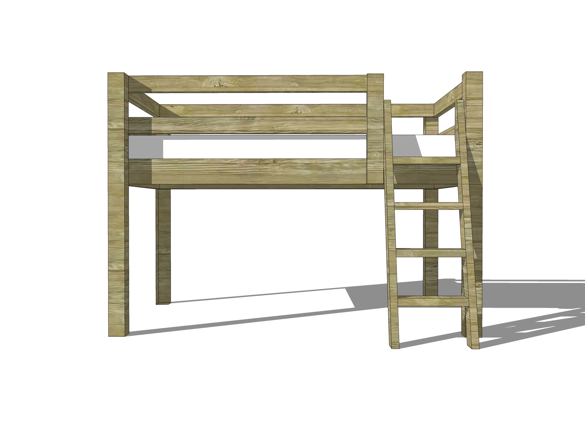 Free Woodworking Plans to Build a Twin Low Loft Bunk Bed ...